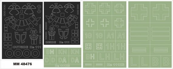 1/48 Heinkel He-111H-32 canopy masks + 3 insignia masks