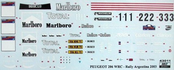 1/43 Peugeot 206 WRC Argentina 2003