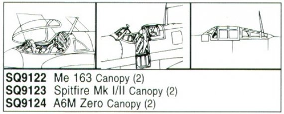 Squadron Canopies Me-163 Komet 1/72 Heller x2