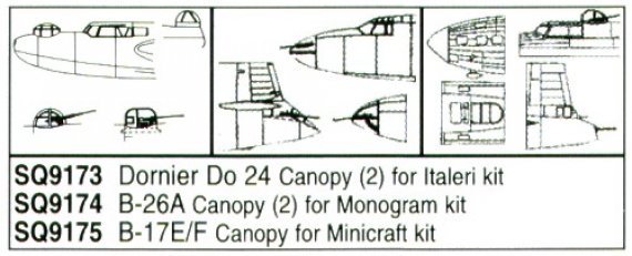 Squadron Canopies B-17E/B-17F Flying Fortress 1/72