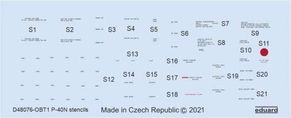 1/48 Decals P-40N stencils
