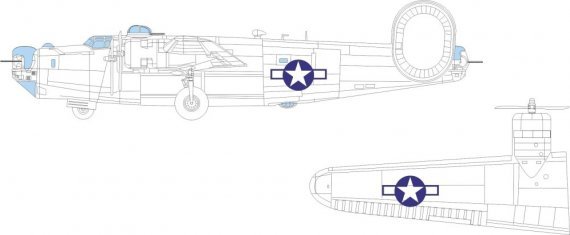 Mask 1/72 B-24H US national insignia for Airfix