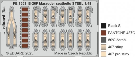 1/48 B-26F Marauder seatbelts STEEL for ICM