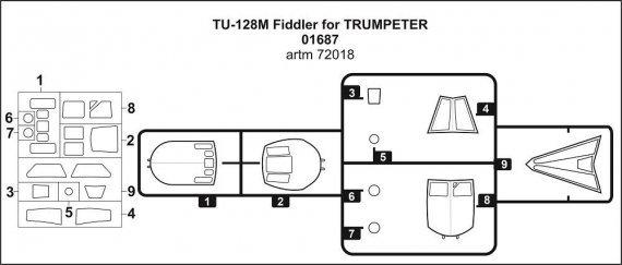 1/72 Tupolev Tu-128M Fiddler canopy mask