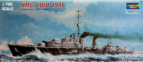 Trumpeter H.M.S. Zulu 1941 F18 Destroyer 1/700