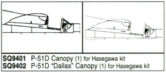 1/32 P-51D Canopy. 1 piece. For Hasegawa kit