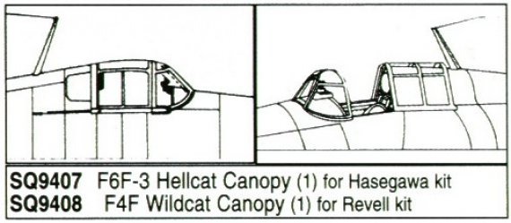 1/32 F6F-3 Hellcat Canopy. 1 piece, for Hasegawa kit