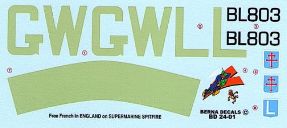 Berna Decals Spitfire Mk.Vb Free French Mouchotte 1/24