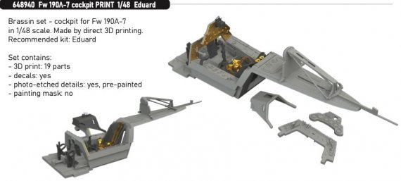 Brassin 1/48 Fw 190A-7 cockpit PRINT EDU