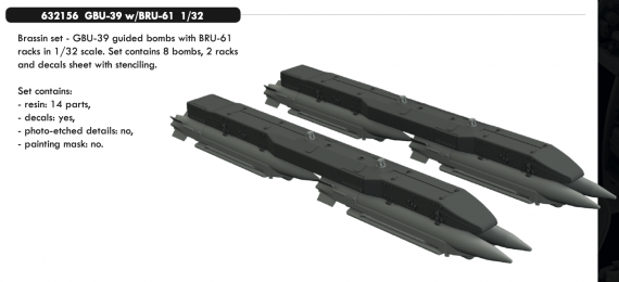 Brassin 1/32 GBU-39 with BRU-61
