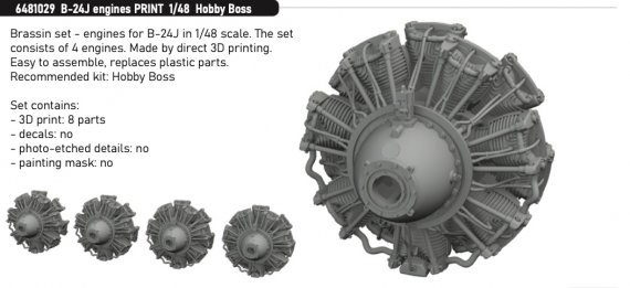 Brassin 1/48 B-24J engines for Hobby Boss