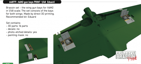 Brassin 1/48 A6M2 gun bays PRINT