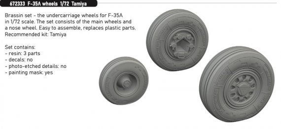Brassin 1/72 F-35A wheels for Tamiya