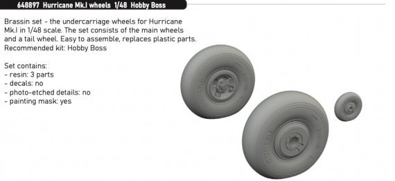 Brassin 1/48 Hurricane Mk.I wheels