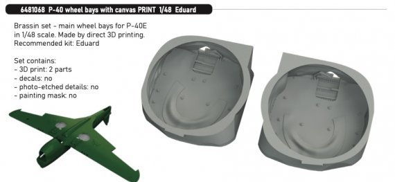 Brassin 1/48 P-40 wheel bays with canvas for Eduard