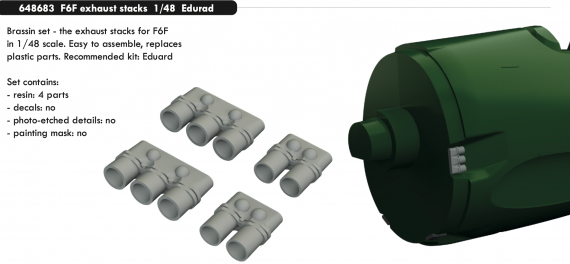 Brassin 1/48 F6F exhaust stacks