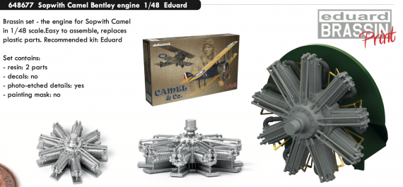 Brassin 1/48 Sopwith Camel Bentley engine