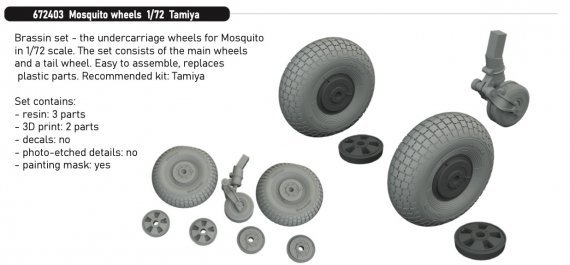 Brassin 1/72 Mosquito wheels for Tamiya