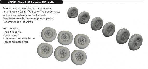 Brassin 1/72 Chinook HC.1 wheels for Airfix