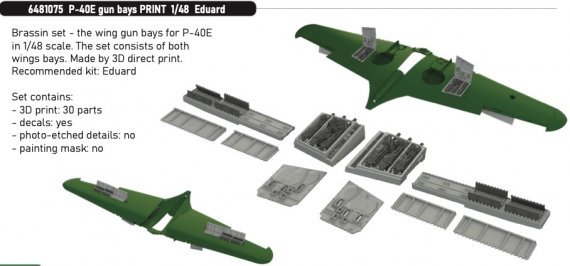Brassin 1/48 P-40E gun bays for Eduard