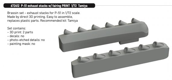 Brassin 1/72 P-51 exhaust stacks with fairing