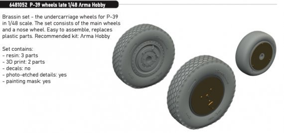 Brassin 1/48 P-39 wheels late for Arma Hobby.