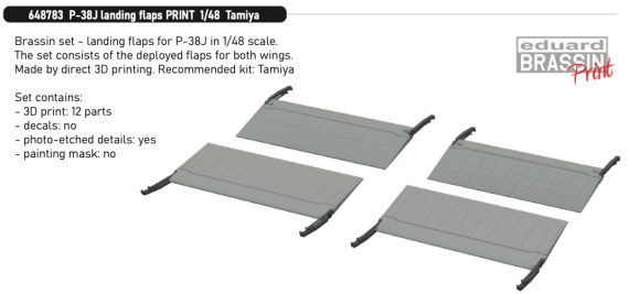 Brassin 1/48 P-38J landing flaps PRINT
