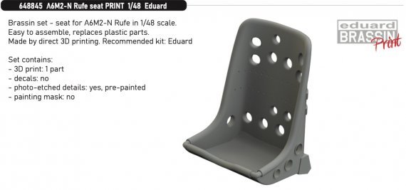 Brassin 1/48 A6M2-N Rufe seat