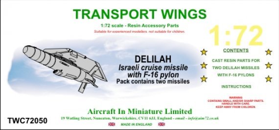 1/72 Delilah Israeli Cruise missiles and F-16 pylons
