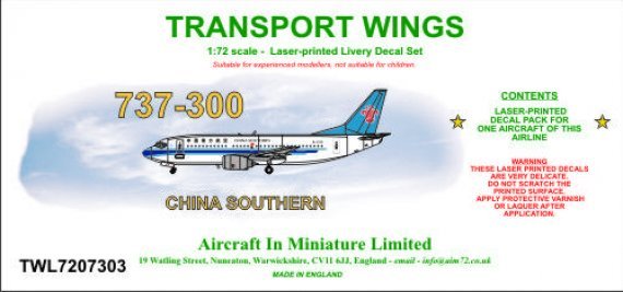1/72 Boeing 737-300 decal set  China Southern