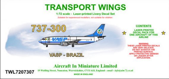 1/72 Boeing 737-300 decal set  VASP of Brasil