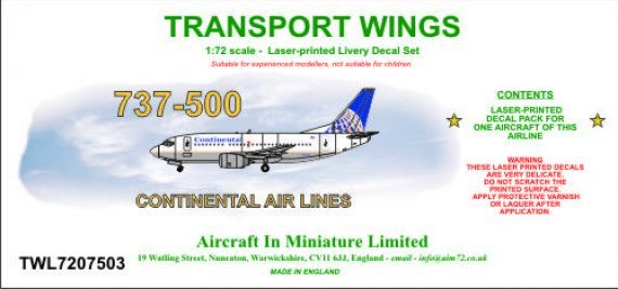 1/72 737-500 decal set  Continental