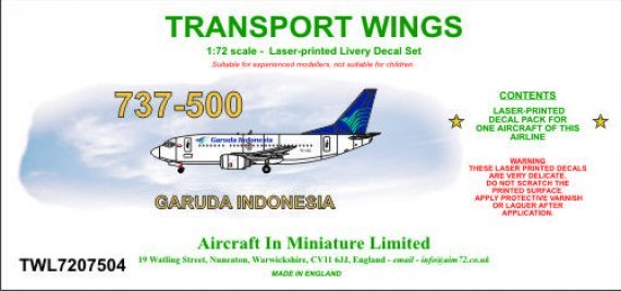 1/72 737-500 decal set  Garuda Indonesia