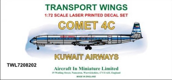 1/72 Scale Comet 4C decal set Kuwait Airways