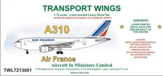 1/72 A310 decal set  Air France.