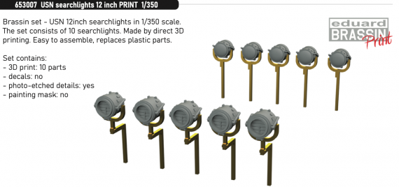 Brassin 1/350 USN searchlights 12 inch PRINT