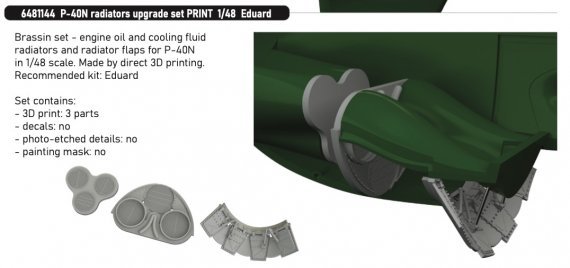 Brassin 1/48 P-40N radiators upgrade set for Eduard