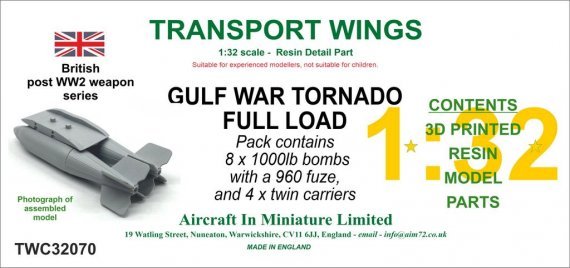 1/32 Gulf War Panavia Tornado Full Load 8 bombs & 4 carriers