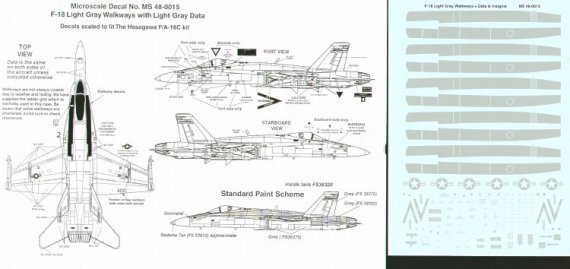 Microscale 1/48 F/A-18 Hornet Decalcomanie Walkways Grigio