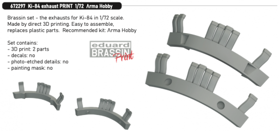 Brassin 1/72 Ki-84 exhaust PRINT