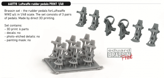 Brassin 1/48 Luftwaffe rudder pedals PRINT