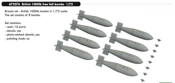 Brassin 1/72 British 1000lb free fall bombs
