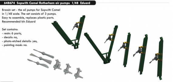 Brassin 1/48 Sopwith Camel Rotherham air pumps