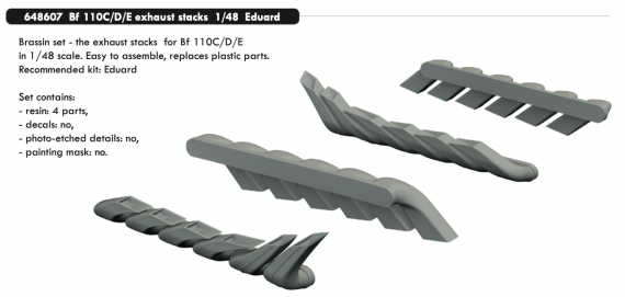 Messerschmitt Bf-110C/Bf-110D/Bf-110E exhaust stacks 1/48