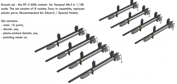 1/48 RP-3 60lb rockets for Hawker Tempest Mk.II