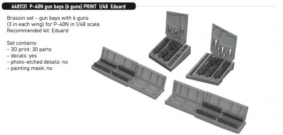Brassin 1/48 P-40N gun bays 6 guns for Eduard