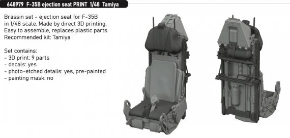 Brassin 1/48 F-35B ejection seat for Tamiya