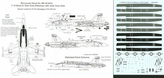 Microscale 1/48 F/A-18 Hornet Decalcomanie Grigio Scuro