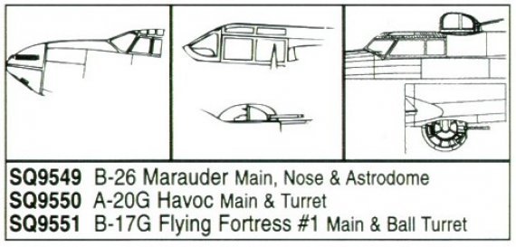 1/48 B-17G Flying Fortress Vacuform Canopy Set 1. Includes: cab