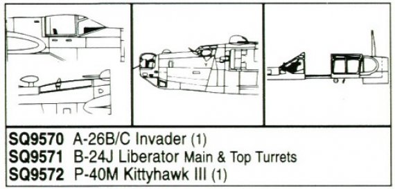 1/48 B-24J Liberator Vacuform Canopy. Includes: main & top turre